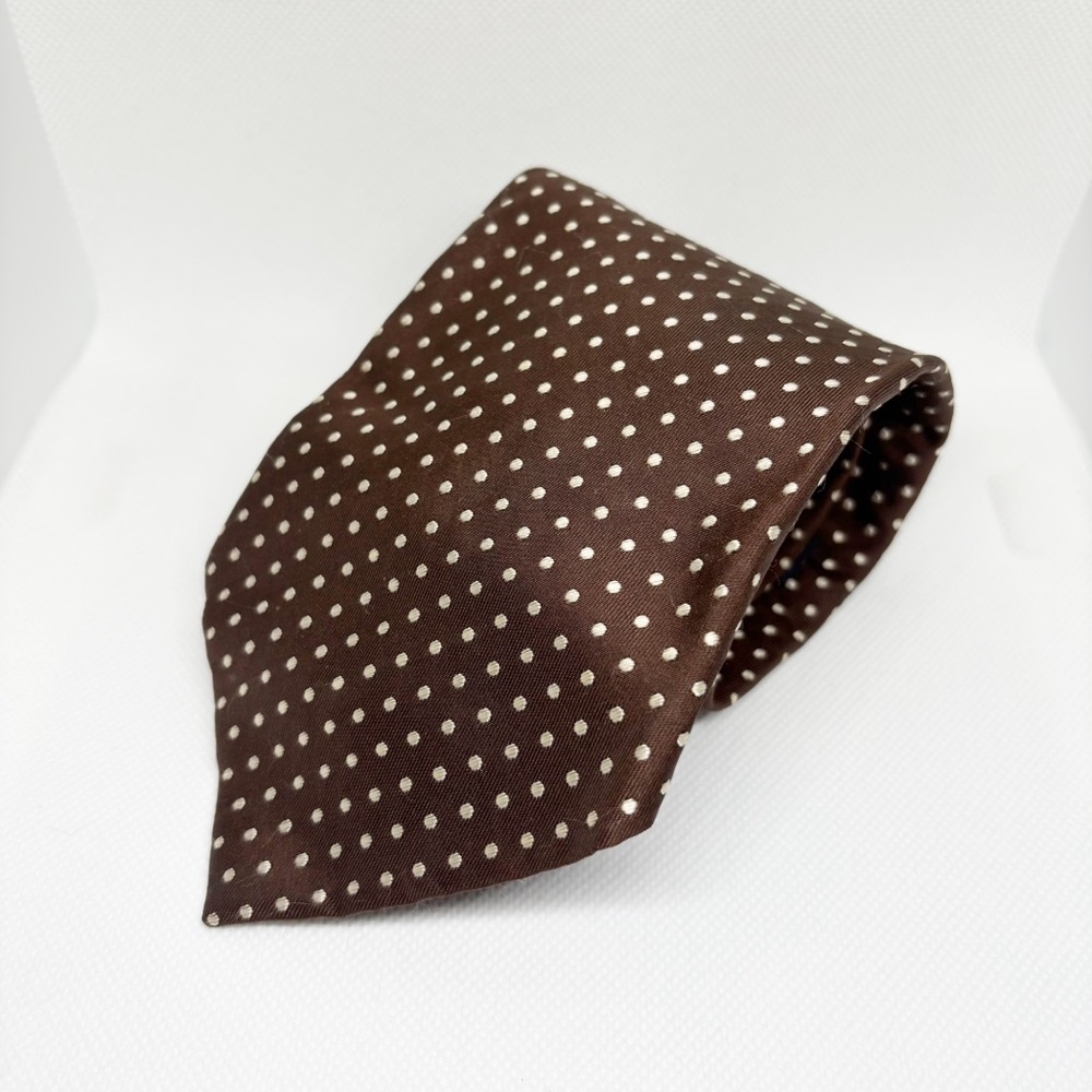 Banana Republic brown polka dot tie 100% silk - Picture 3 of 6